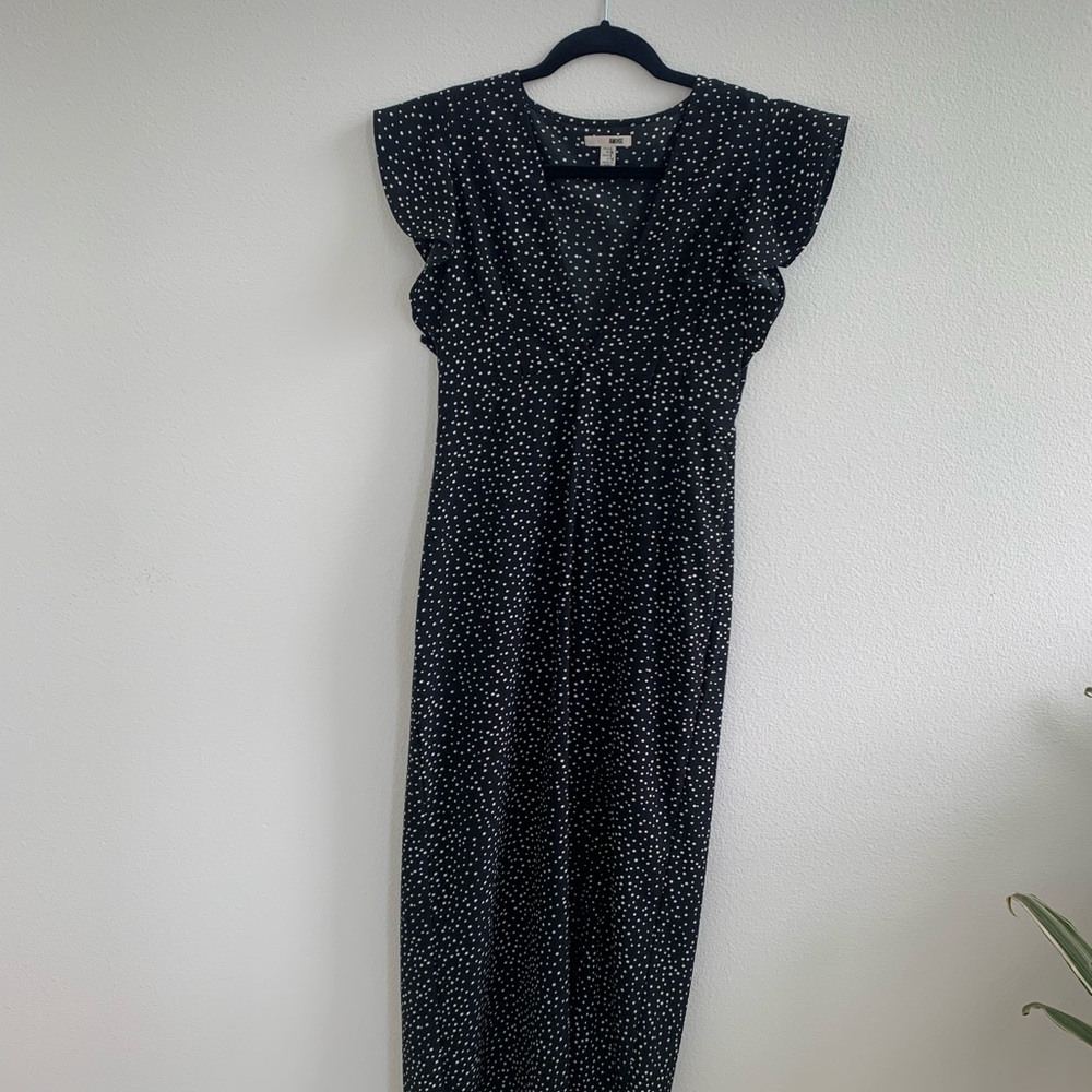 amuse society black and white polka dot midi dress